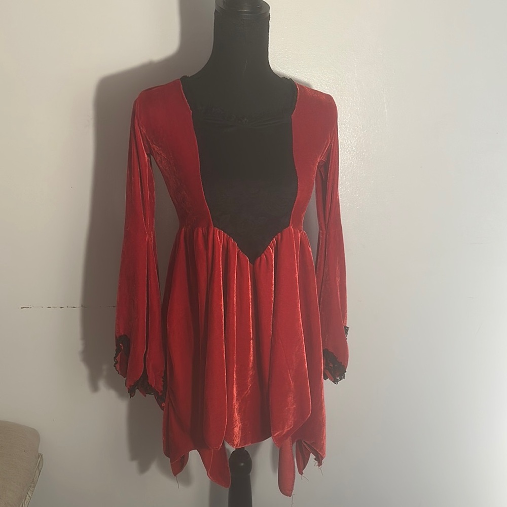 Elegant Red Velvet Women's Vampire Costume